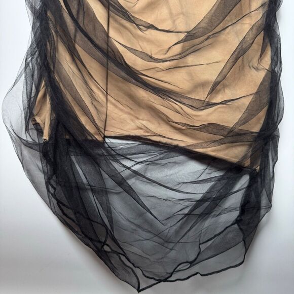 Dolls Kill Generation Kiss Alicia Midi Dress XXL Black Tan Ruched Tulle Goth - Picture 5 of 14